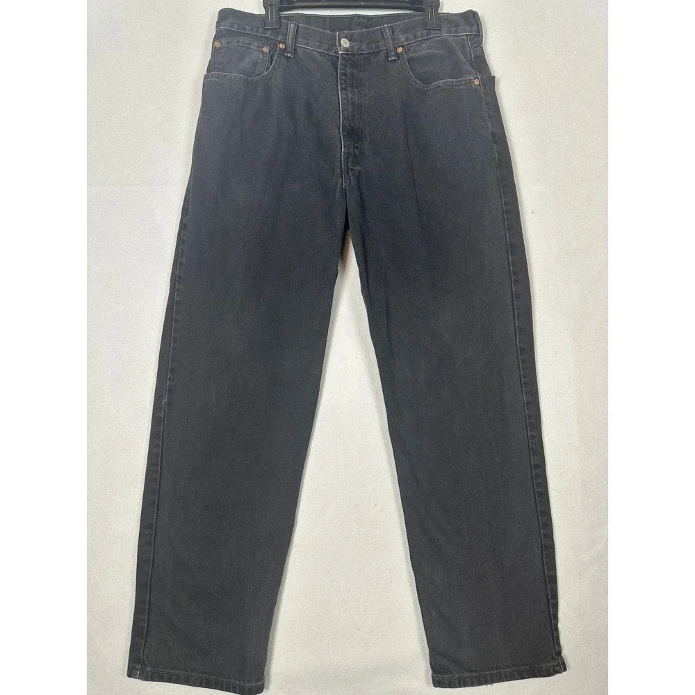 Levis 550 Jeans Mens 36X32 Black Relaxed Fit Straight Leg Red Tab 5 Pocket Denim